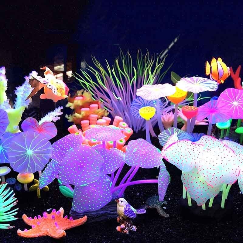 Live Plant Aquarium - Décoration d'aquarium sous-marine en silicone lumineux